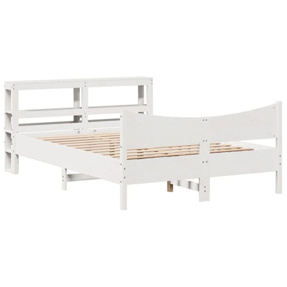 vidaXL Bed Frame with Headboard White 140x200 cm Solid Wood Pine