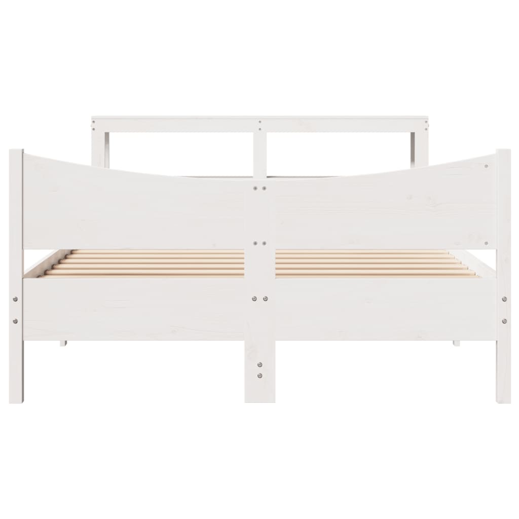 vidaXL Bed Frame with Headboard White 140x200 cm Solid Wood Pine