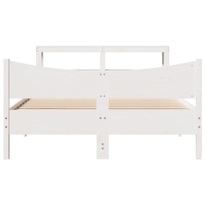 vidaXL Bed Frame with Headboard White 140x200 cm Solid Wood Pine