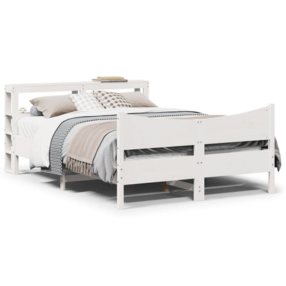 vidaXL Bed Frame with Headboard White 140x200 cm Solid Wood Pine