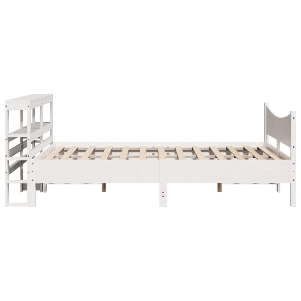 vidaXL Bed Frame with Headboard White 120x200 cm Solid Wood Pine