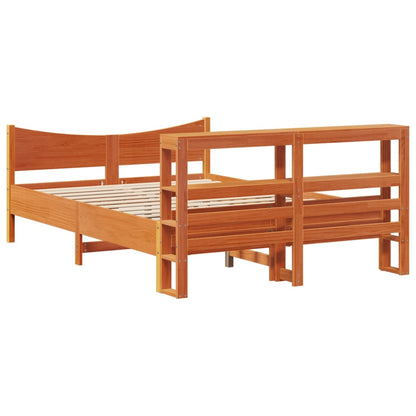 vidaXL Bed Frame with Headboard Wax Brown 140x190 cm Solid Wood Pine