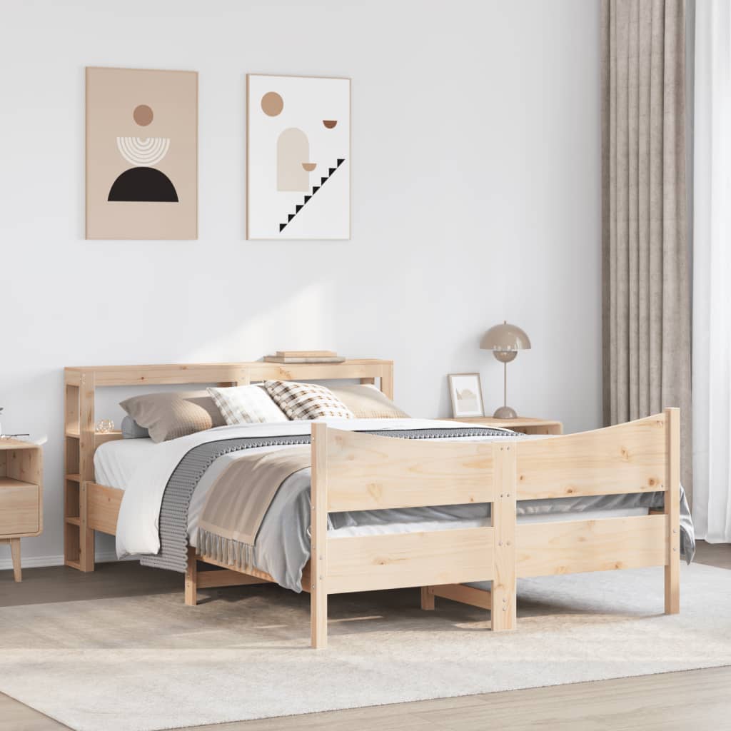 vidaXL Bed Frame with Headboard 120x190 cm Small Double Solid Wood Pine