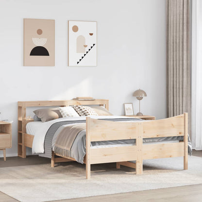 vidaXL Bed Frame with Headboard 120x190 cm Small Double Solid Wood Pine