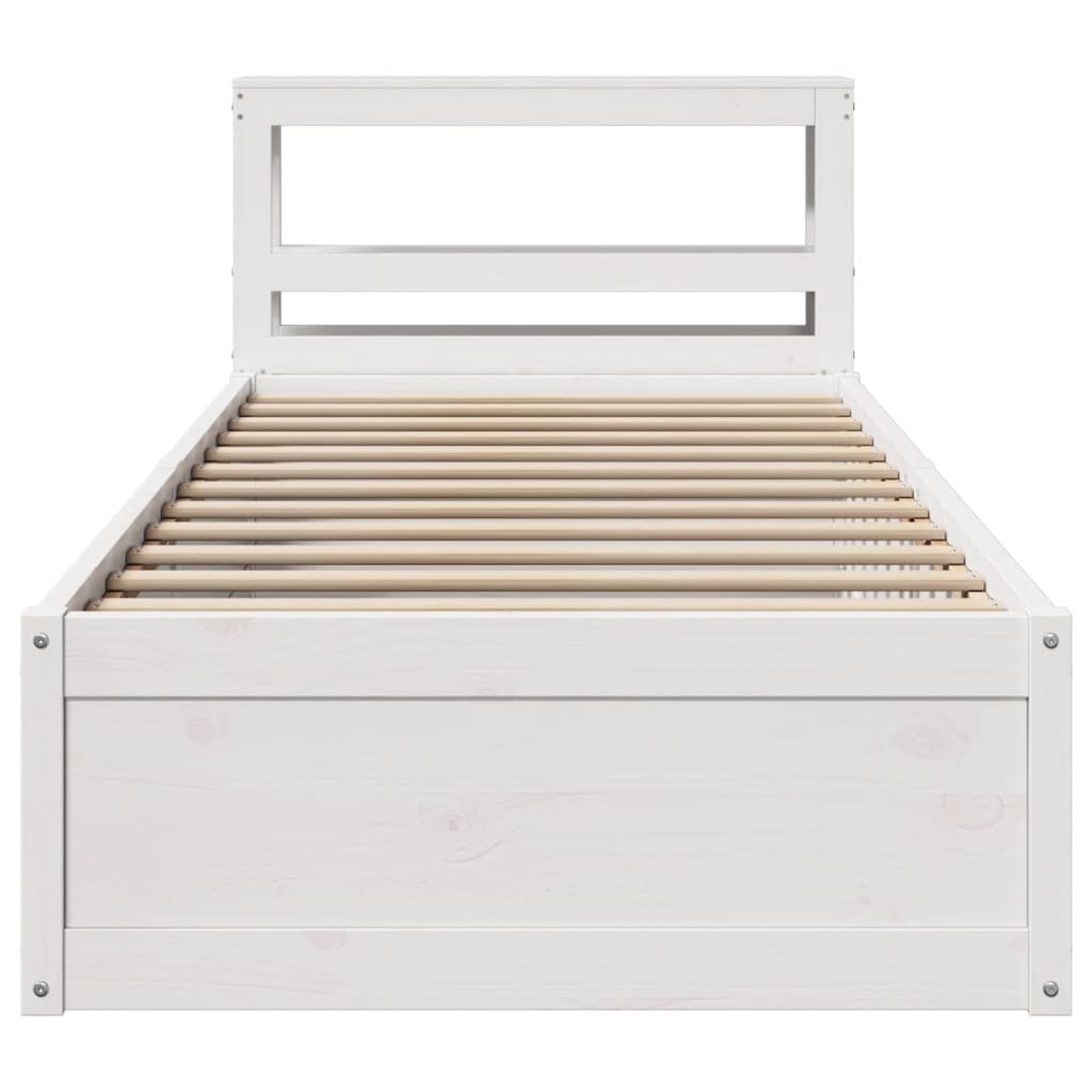 vidaXL Bed Frame with Headboard White 90x200 cm Solid Wood Pine