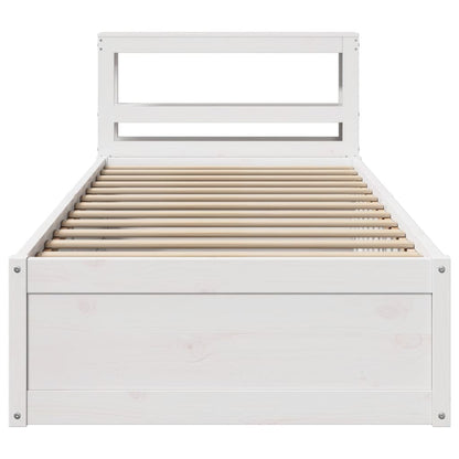 vidaXL Bed Frame with Headboard White 90x200 cm Solid Wood Pine