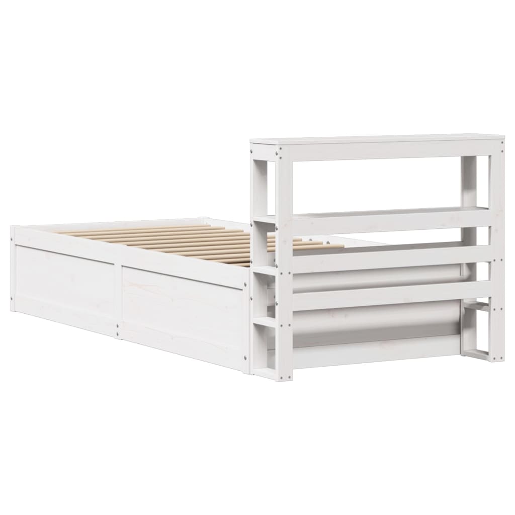 vidaXL Bed Frame with Headboard White 90x200 cm Solid Wood Pine