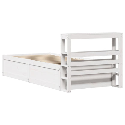 vidaXL Bed Frame with Headboard White 90x200 cm Solid Wood Pine
