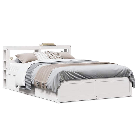 vidaXL Bed Frame with Headboard White 140x190 cm Solid Wood Pine