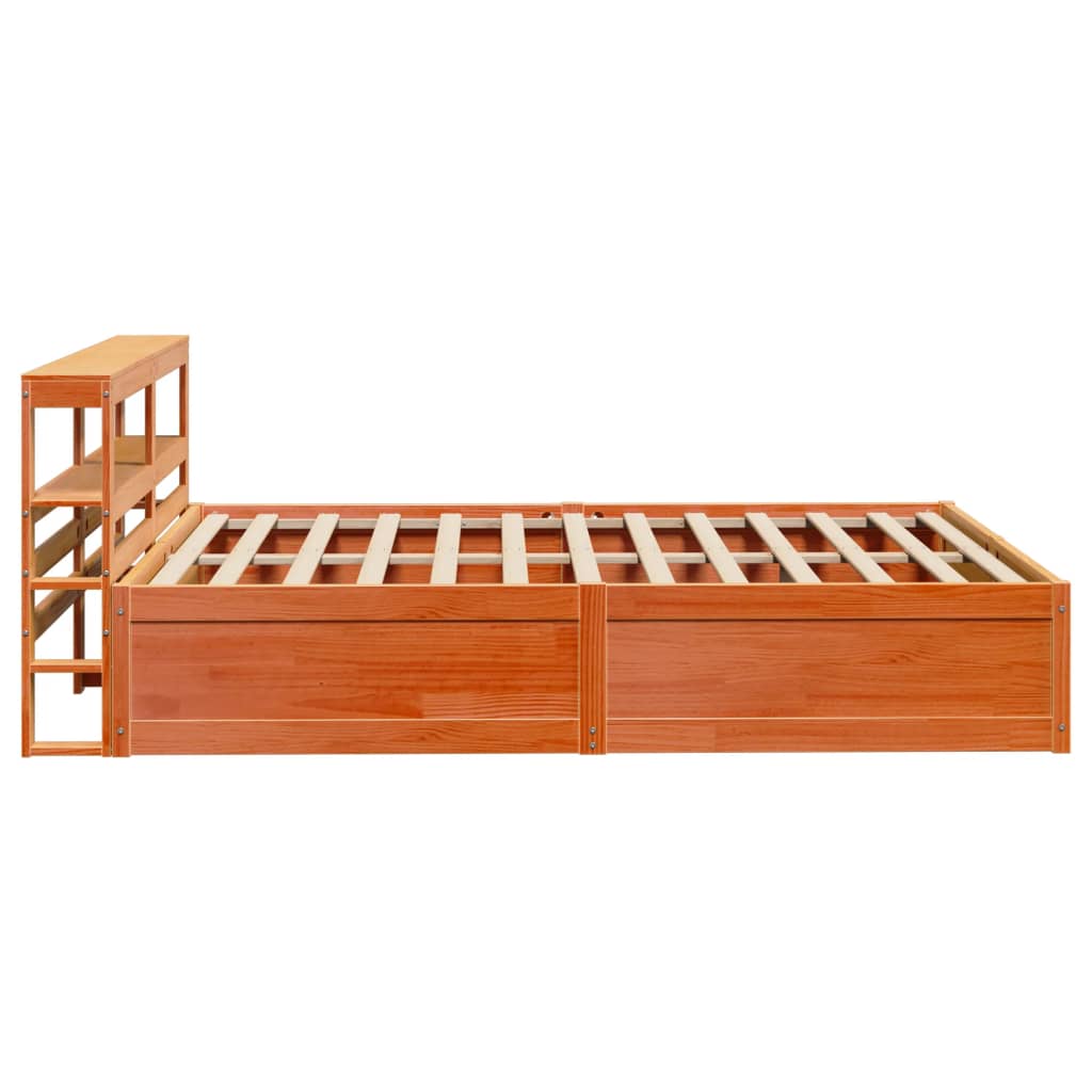 vidaXL Bed Frame with Headboard Wax Brown 140x190 cm Solid Wood Pine