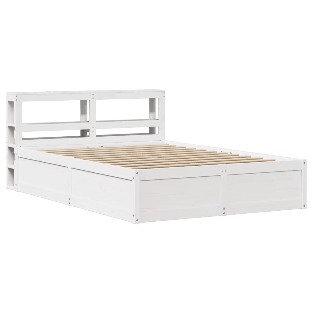 vidaXL Bed Frame with Headboard White 120x190 cm Small Double Solid Wood Pine