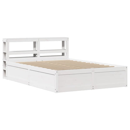 vidaXL Bed Frame with Headboard White 120x190 cm Small Double Solid Wood Pine