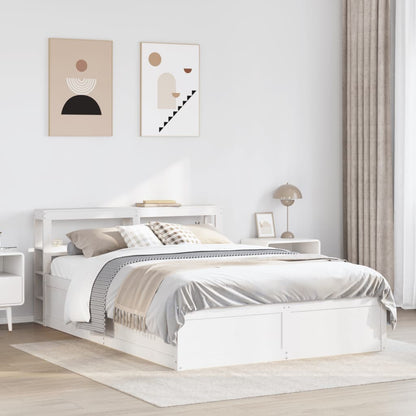 vidaXL Bed Frame with Headboard White 120x190 cm Small Double Solid Wood Pine