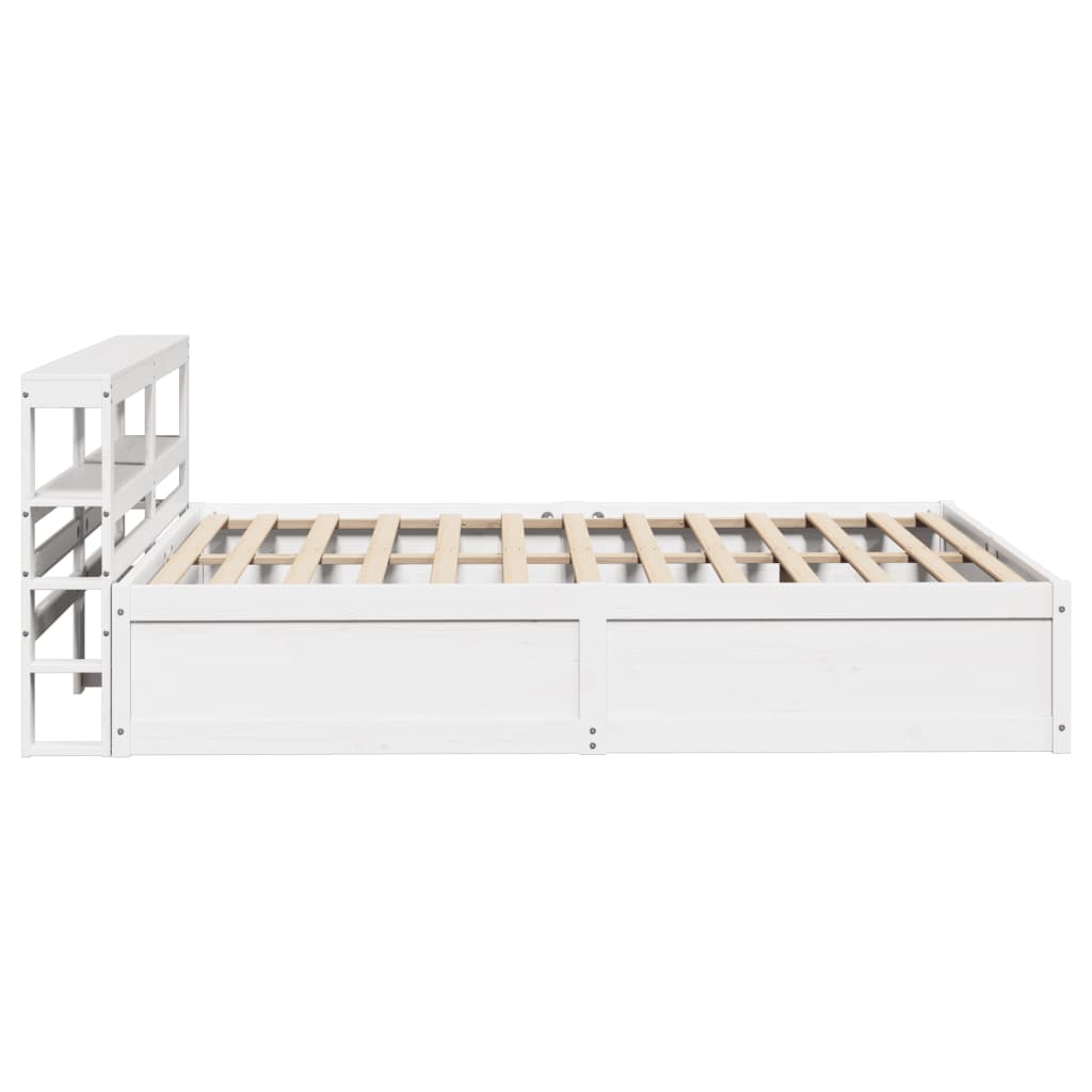 vidaXL Bed Frame with Headboard White 120x190 cm Small Double Solid Wood Pine