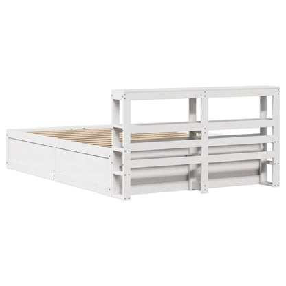 vidaXL Bed Frame with Headboard White 120x190 cm Small Double Solid Wood Pine