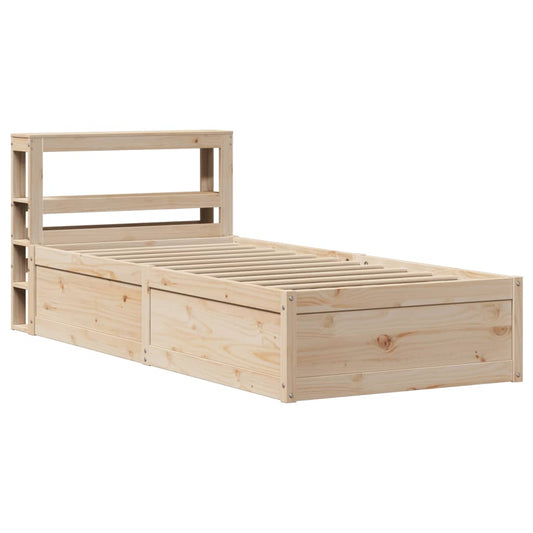 vidaXL Bed Frame with Headboard 75x190 cm Small Single Solid Wood Pine