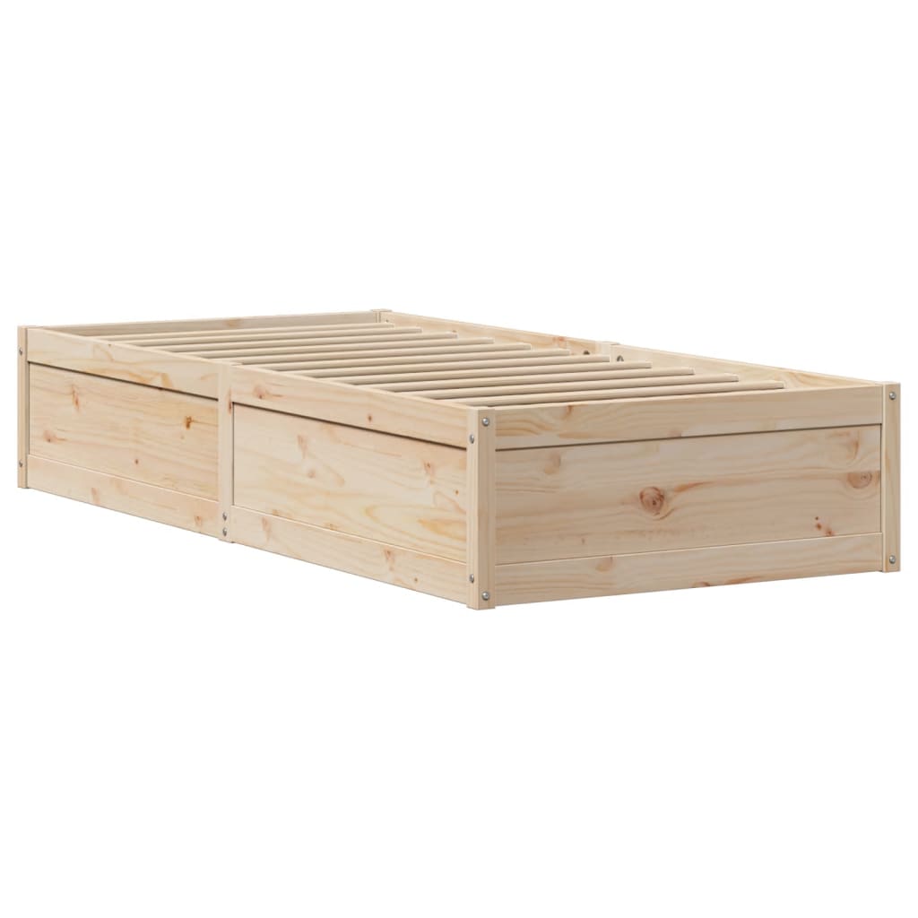 vidaXL Bed Frame with Headboard 75x190 cm Small Single Solid Wood Pine