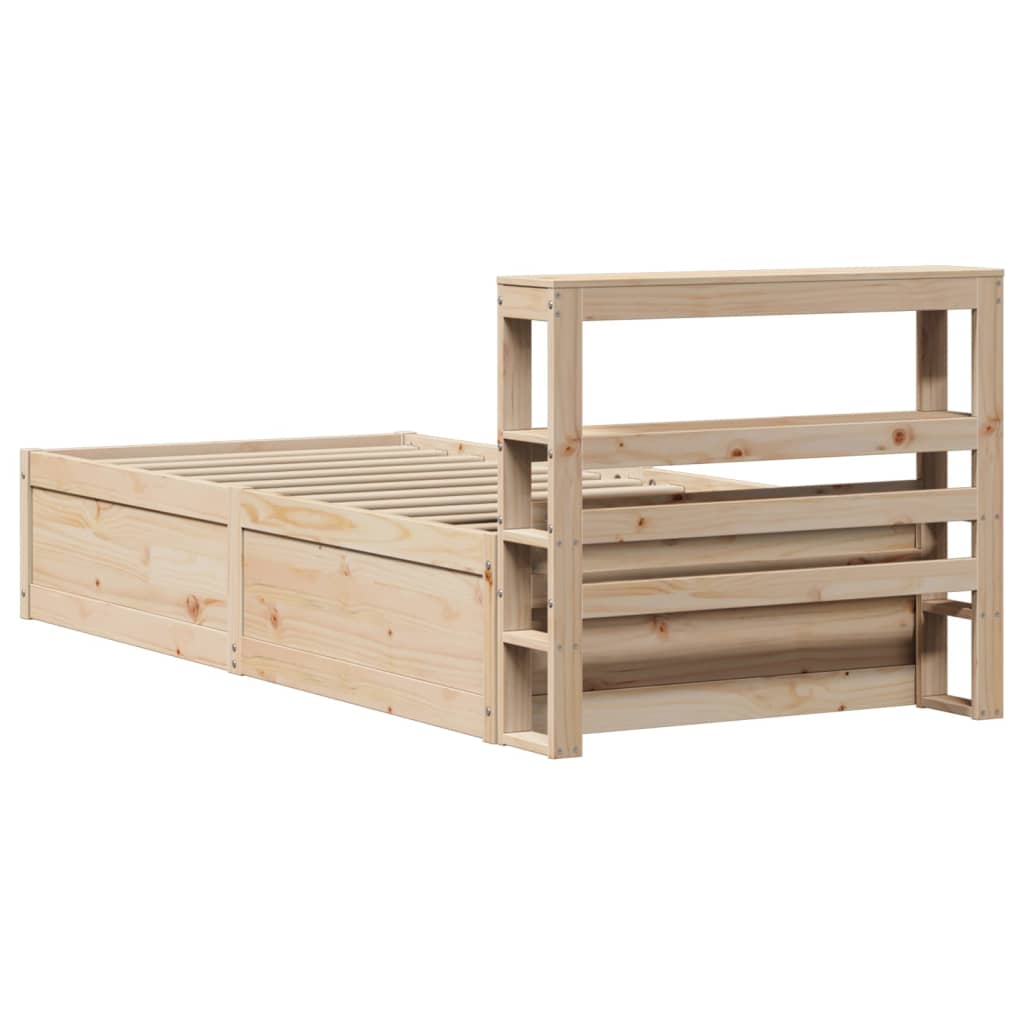 vidaXL Bed Frame with Headboard 75x190 cm Small Single Solid Wood Pine