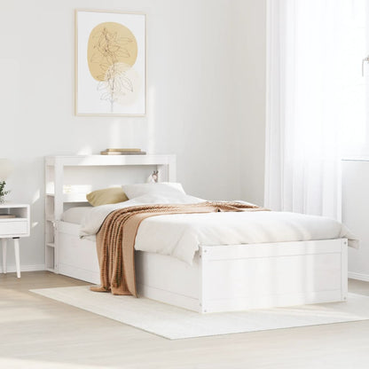 vidaXL Bed Frame with Headboard White 75x190 cm Small Single Solid Wood Pine