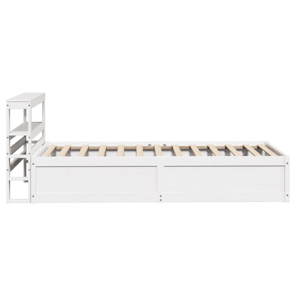 vidaXL Bed Frame with Headboard White 75x190 cm Small Single Solid Wood Pine