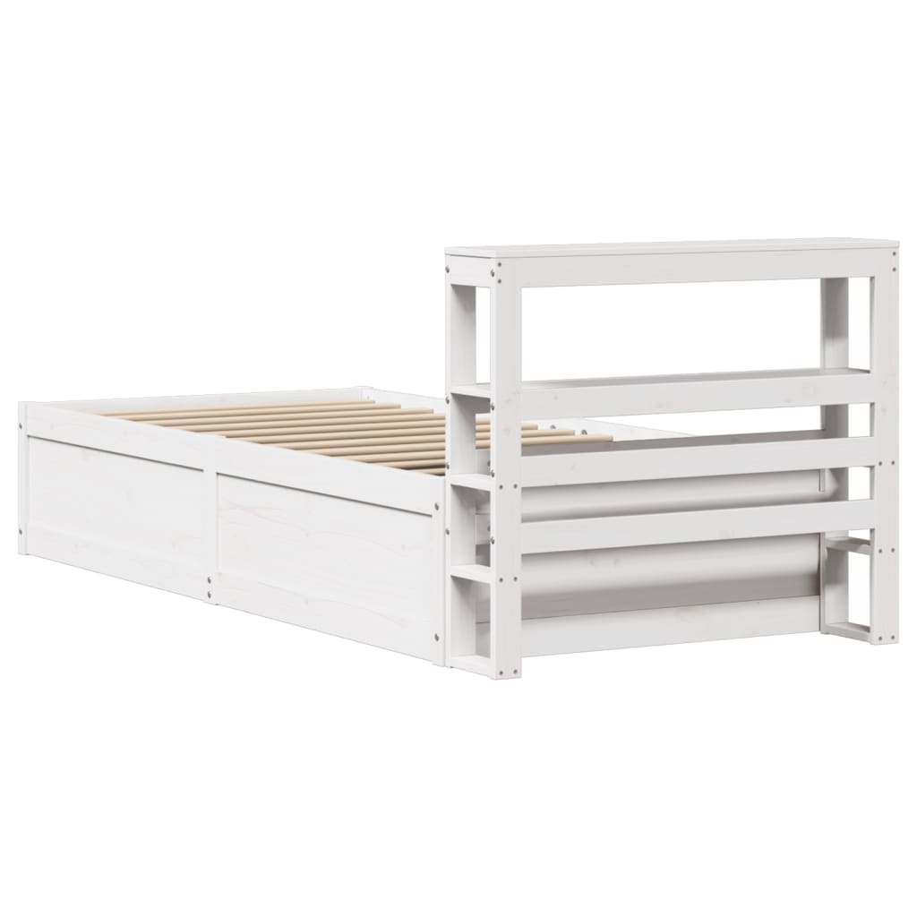 vidaXL Bed Frame with Headboard White 75x190 cm Small Single Solid Wood Pine
