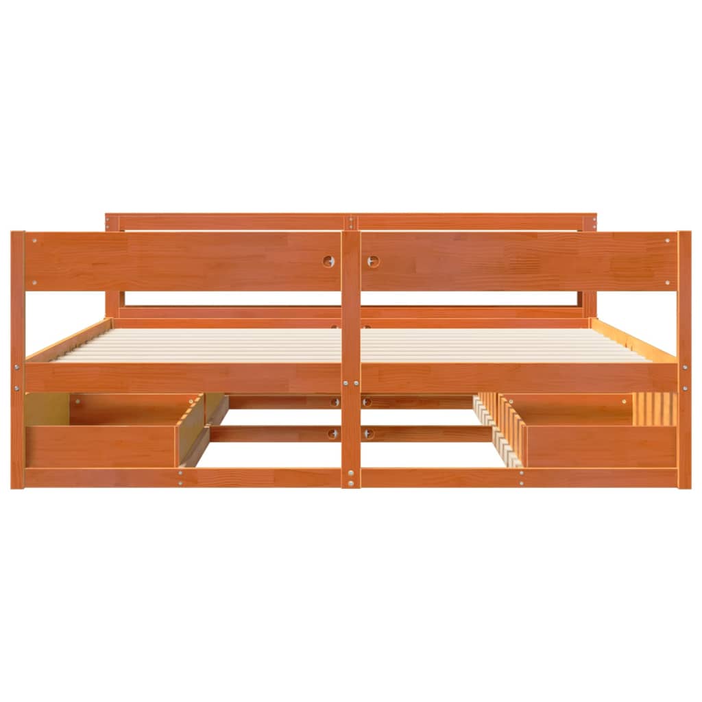 vidaXL Bed Frame without Mattress Wax Brown 180x200 cm Super King Size Solid Wood Pine