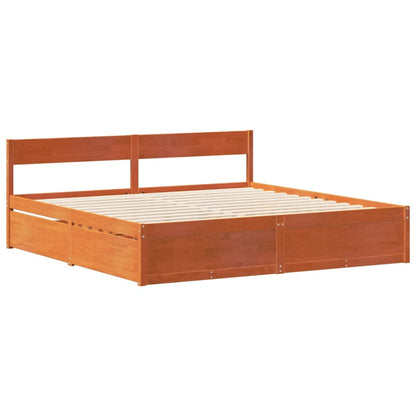 vidaXL Bed Frame without Mattress Wax Brown 180x200 cm Super King Size Solid Wood Pine