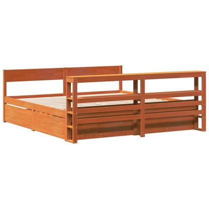 vidaXL Bed Frame without Mattress Wax Brown 180x200 cm Super King Size Solid Wood Pine