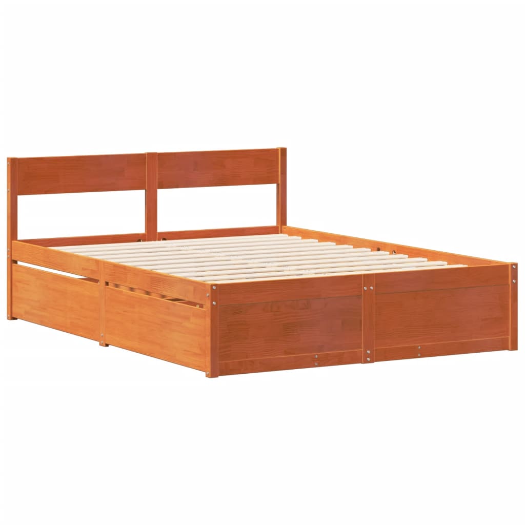 vidaXL Bed Frame without Mattress Wax Brown 160x200 cm Solid Wood Pine