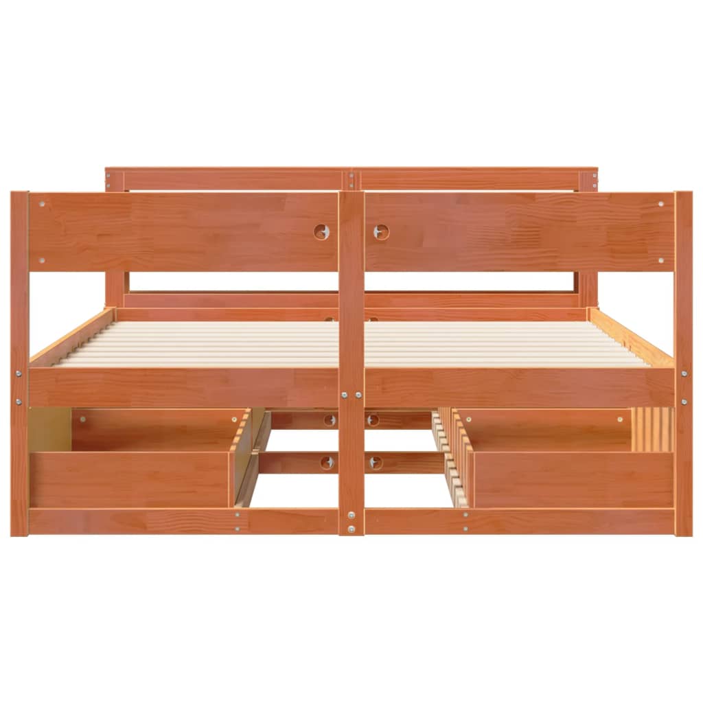 vidaXL Bed Frame without Mattress Wax Brown 120x200 cm Solid Wood Pine