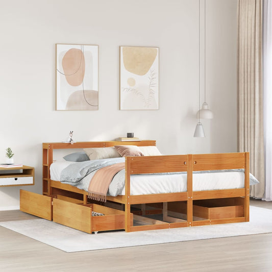 vidaXL Bed Frame without Mattress Wax Brown 120x200 cm Solid Wood Pine
