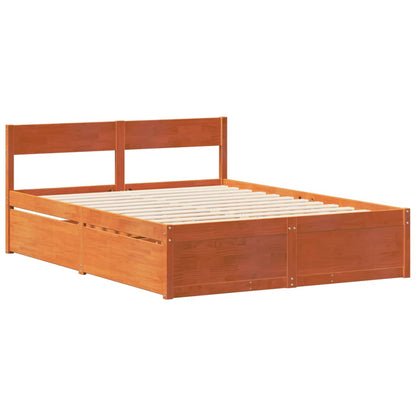 vidaXL Bed Frame without Mattress Wax Brown 140x190 cm Solid Wood Pine