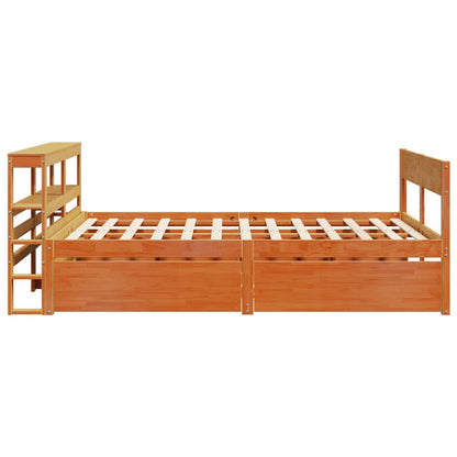 vidaXL Bed Frame without Mattress Wax Brown 140x190 cm Solid Wood Pine