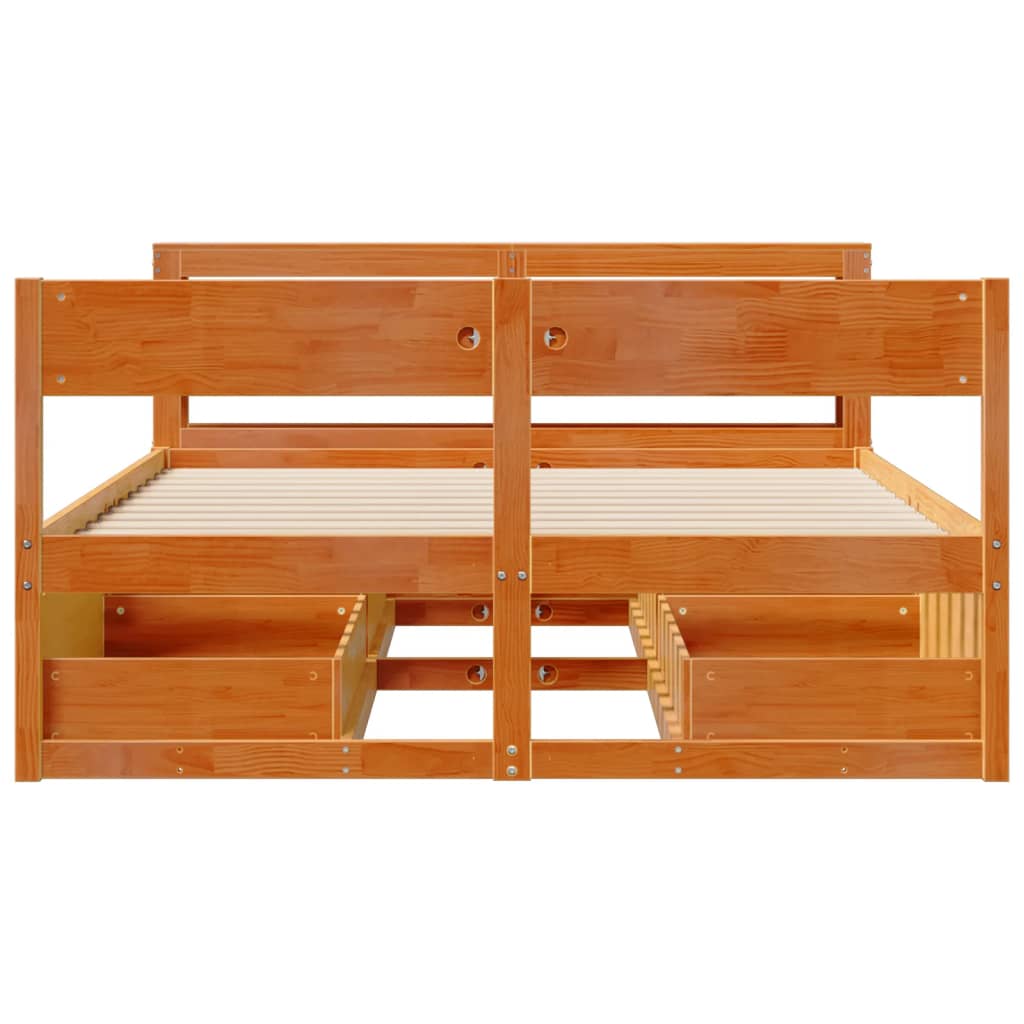 vidaXL Bed Frame without Mattress Wax Brown 135x190 cm Double Solid Wood Pine