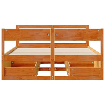 vidaXL Bed Frame without Mattress Wax Brown 135x190 cm Double Solid Wood Pine