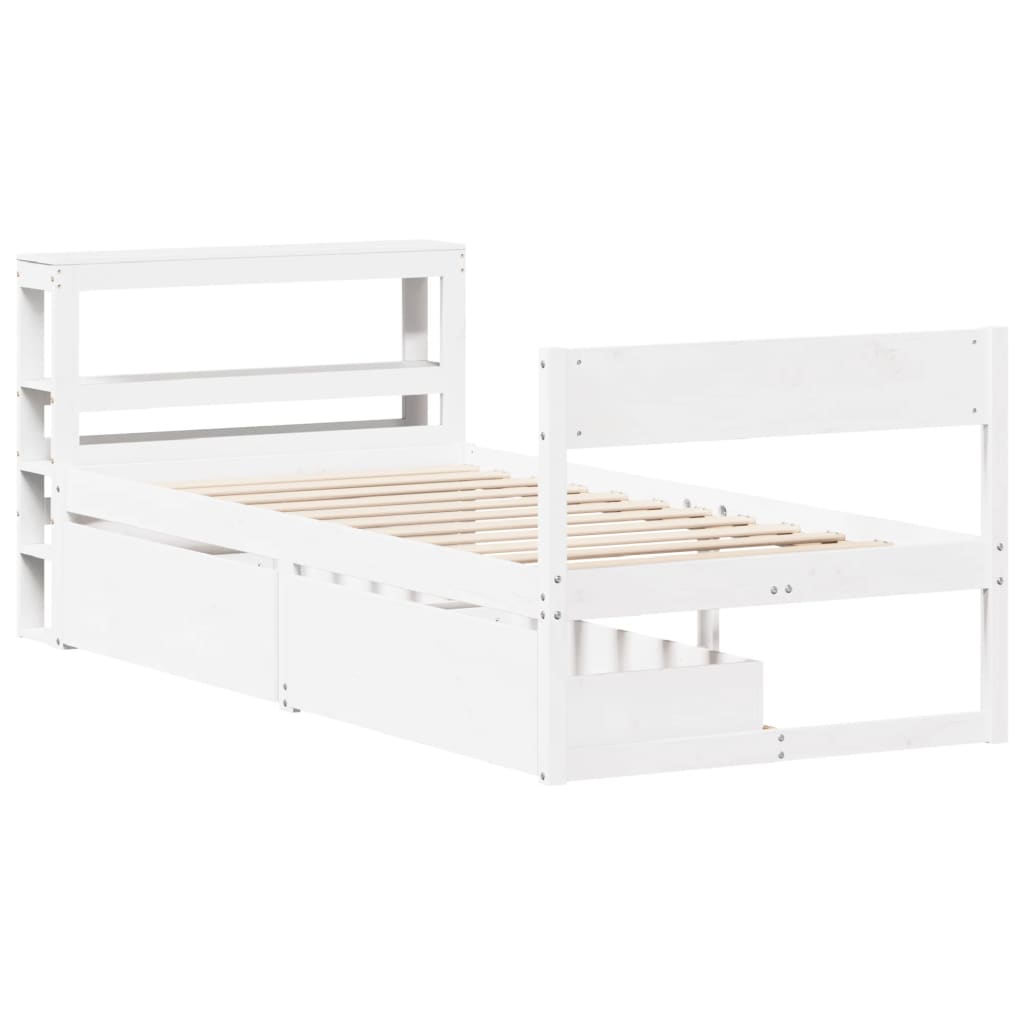 vidaXL Bed Frame without Mattress White 75x190 cm Small Single Solid Wood Pine