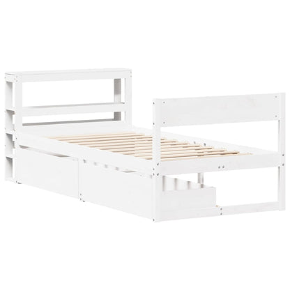 vidaXL Bed Frame without Mattress White 75x190 cm Small Single Solid Wood Pine