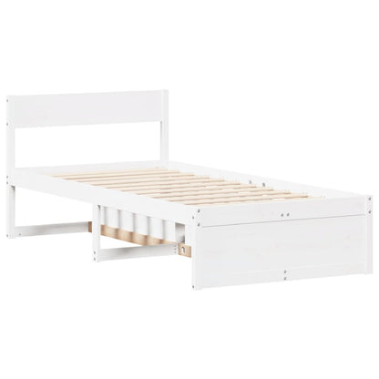 vidaXL Bed Frame without Mattress White 75x190 cm Small Single Solid Wood Pine