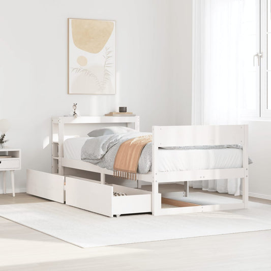 vidaXL Bed Frame without Mattress White 75x190 cm Small Single Solid Wood Pine