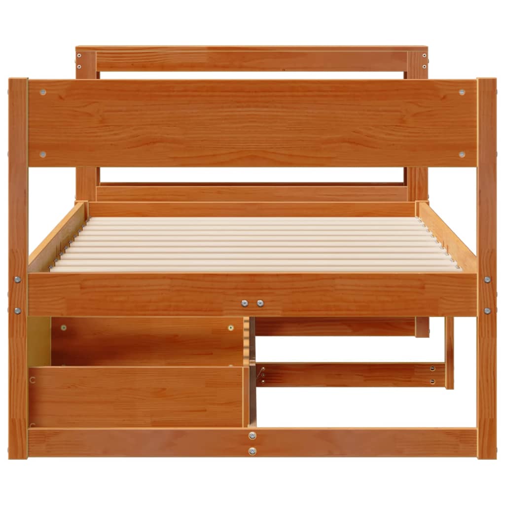 vidaXL Bed Frame without Mattress Wax Brown 75x190 cm Small Single Solid Wood Pine