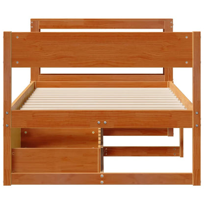 vidaXL Bed Frame without Mattress Wax Brown 75x190 cm Small Single Solid Wood Pine