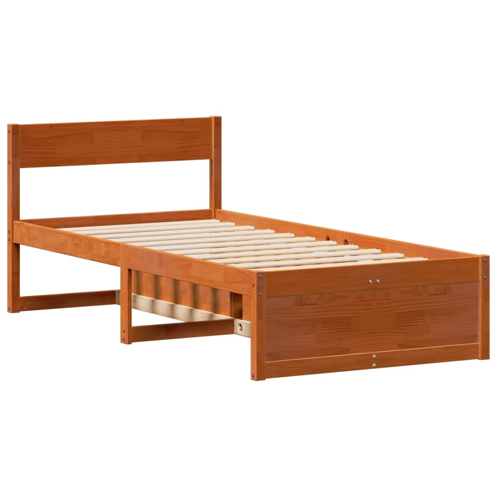 vidaXL Bed Frame without Mattress Wax Brown 75x190 cm Small Single Solid Wood Pine