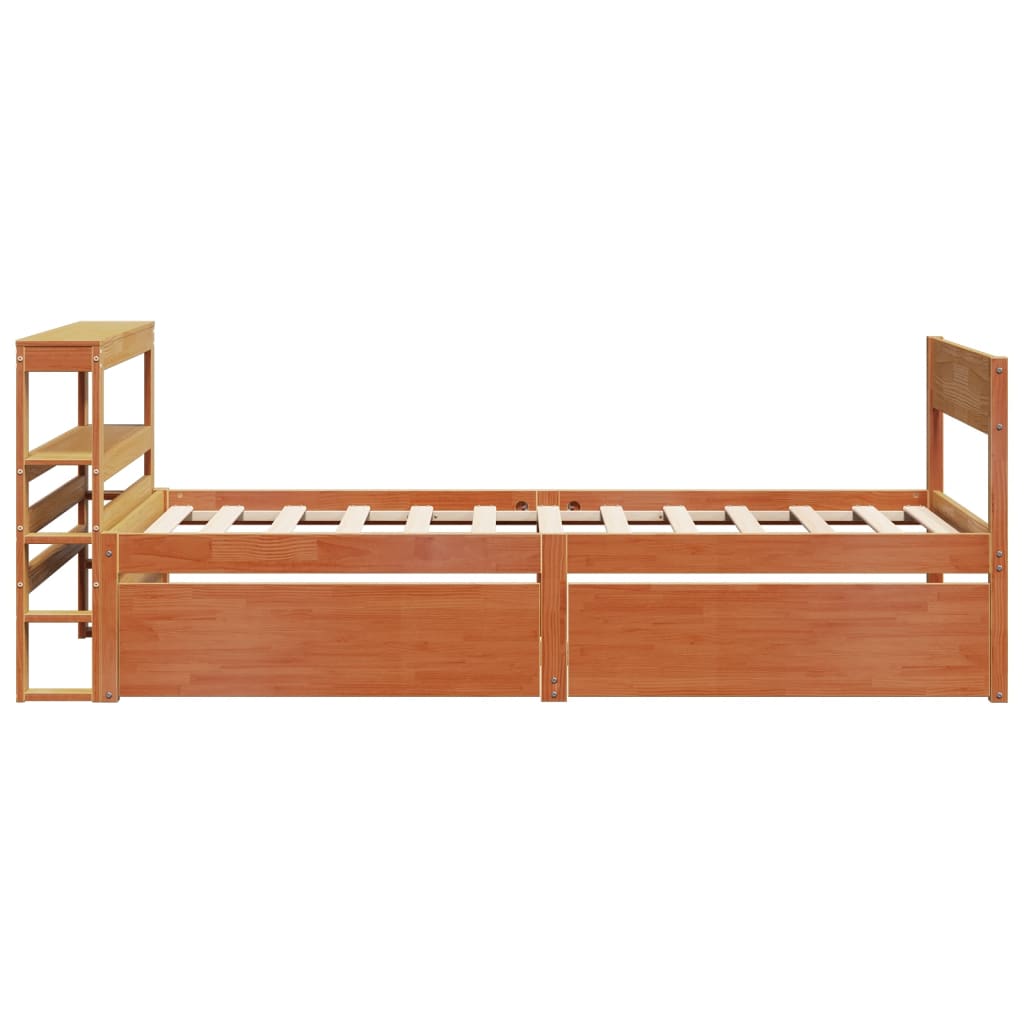 vidaXL Bed Frame without Mattress Wax Brown 75x190 cm Small Single Solid Wood Pine