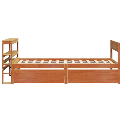 vidaXL Bed Frame without Mattress Wax Brown 75x190 cm Small Single Solid Wood Pine