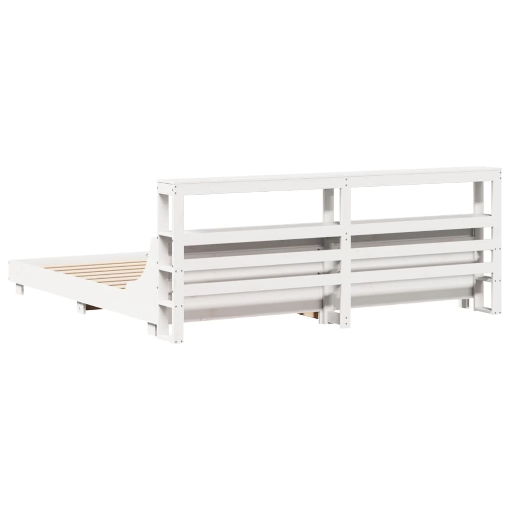 vidaXL Bed Frame without Mattress White 180x200 cm Super King Solid Wood Pine