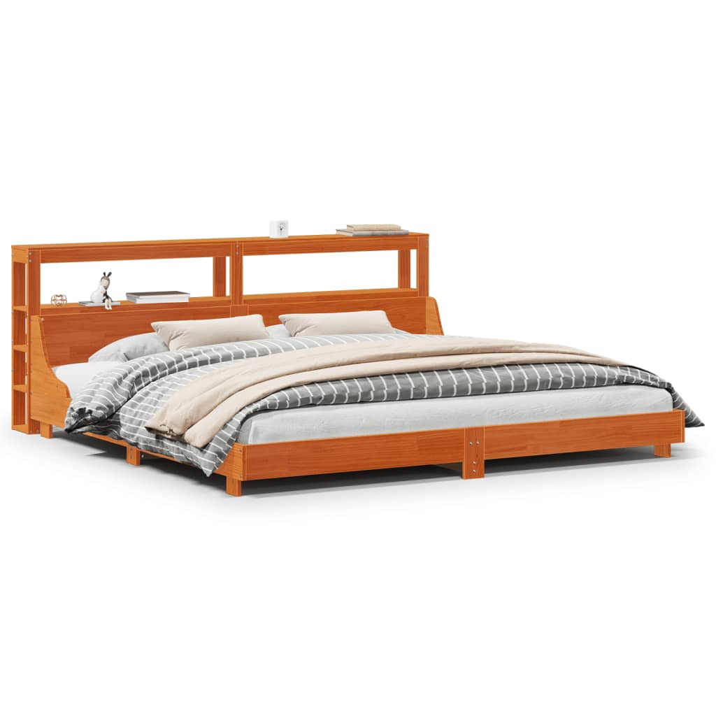 vidaXL Bed Frame without Mattress Wax Brown 180x200 cm Super King Solid Wood Pine