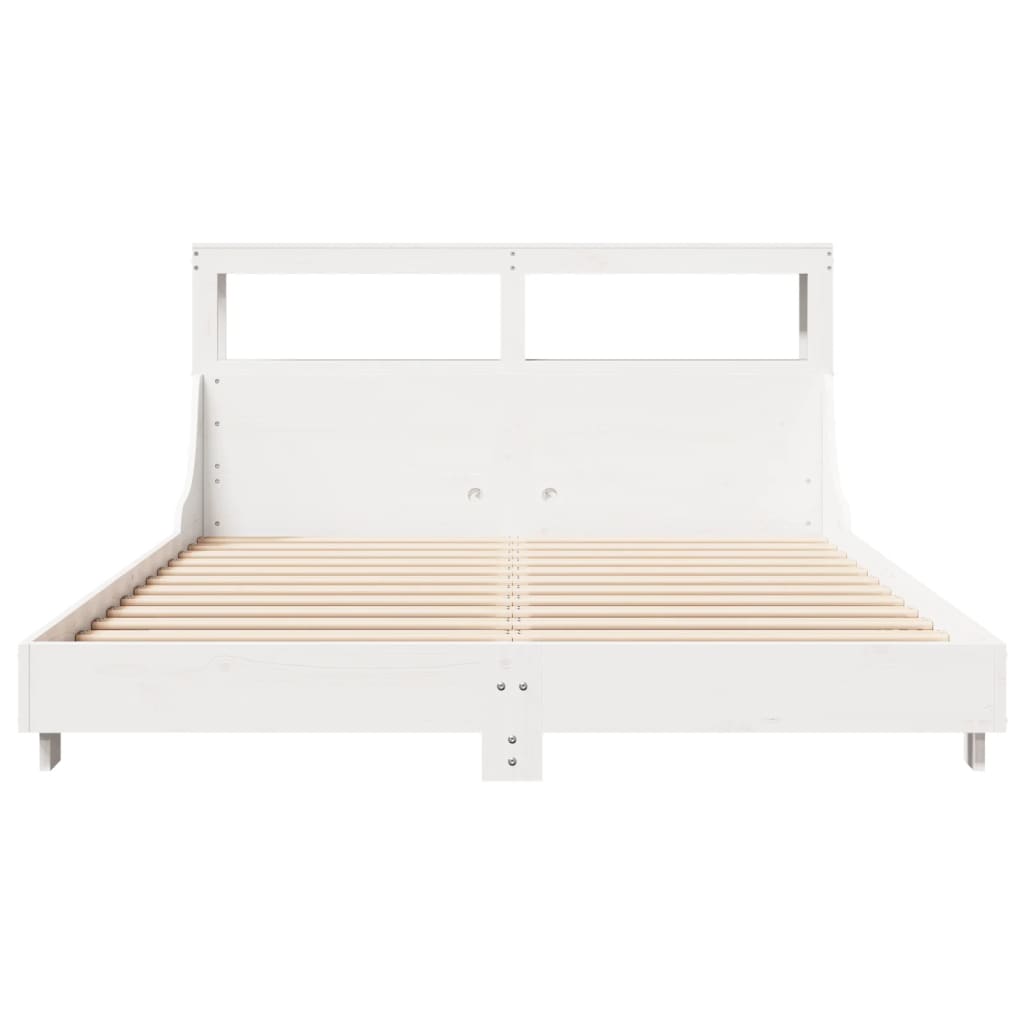 vidaXL Bed Frame without Mattress White 150x200 cm King Size Solid Wood Pine