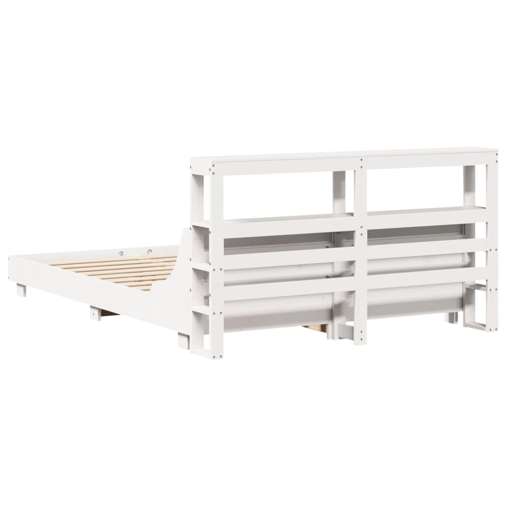 vidaXL Bed Frame without Mattress White 150x200 cm King Size Solid Wood Pine