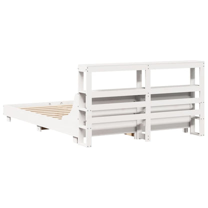 vidaXL Bed Frame without Mattress White 150x200 cm King Size Solid Wood Pine