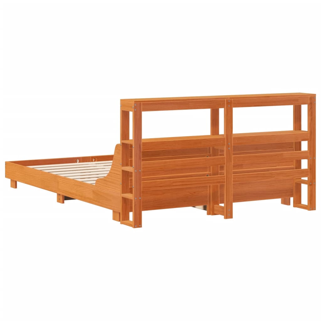 vidaXL Bed Frame without Mattress Wax Brown 140x190 cm Solid Wood Pine